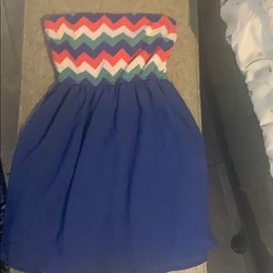 Blue and multicolor babydoll dress